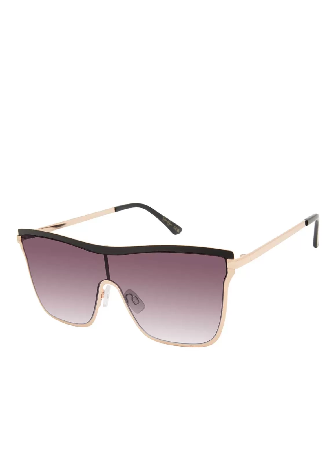 Chic Metal Square Shield Sunglasses In Black & Gold<Jessica Simpson Store